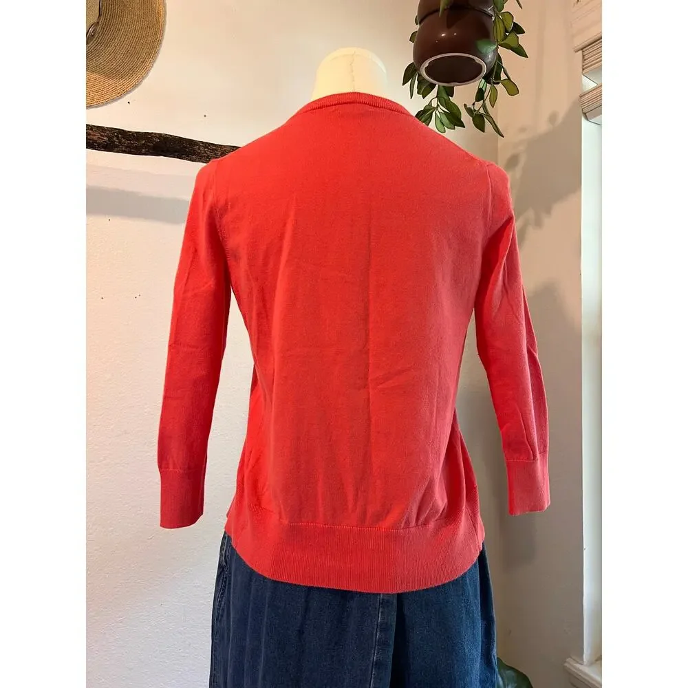 J.Crew Pink Jackie Cardigan Cotton Blend White Button Long Sleeve Size XS
